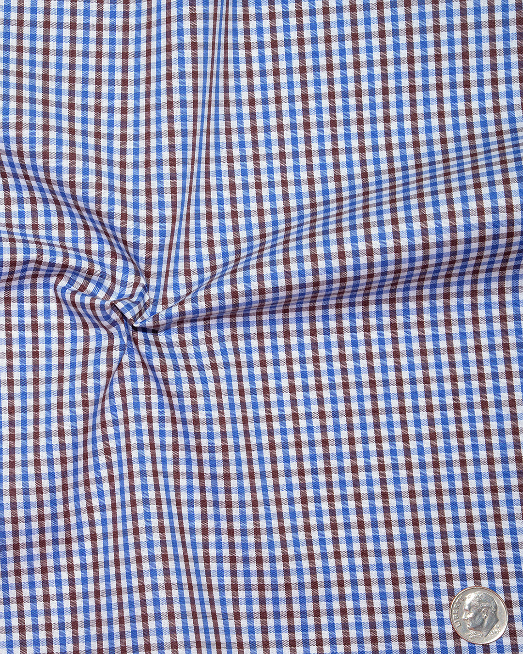 Blue Brown White Gingham Checks