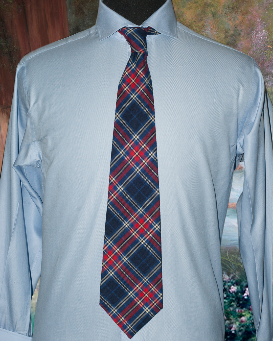 Red Blue Tartain Plaid Tie