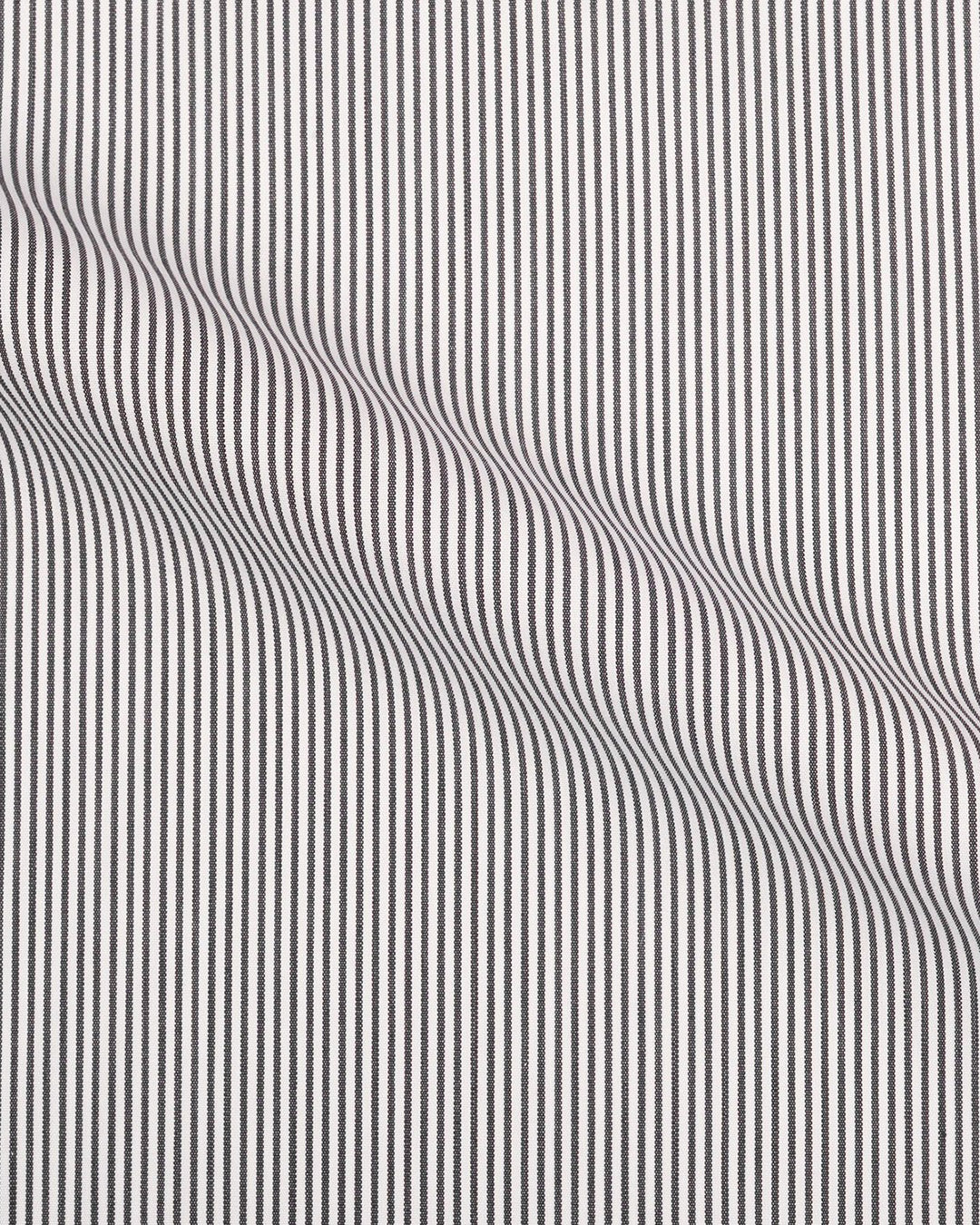 Brembana White Black Hairline Stripes Shirt - 4
