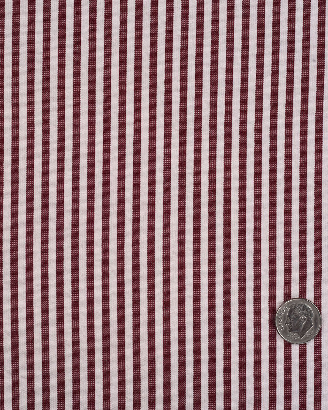 Rose Red White Bengal Stripes Seersucker - 4