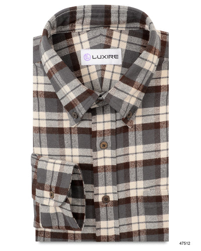 Brown Ecru Checks Flannel Shirt