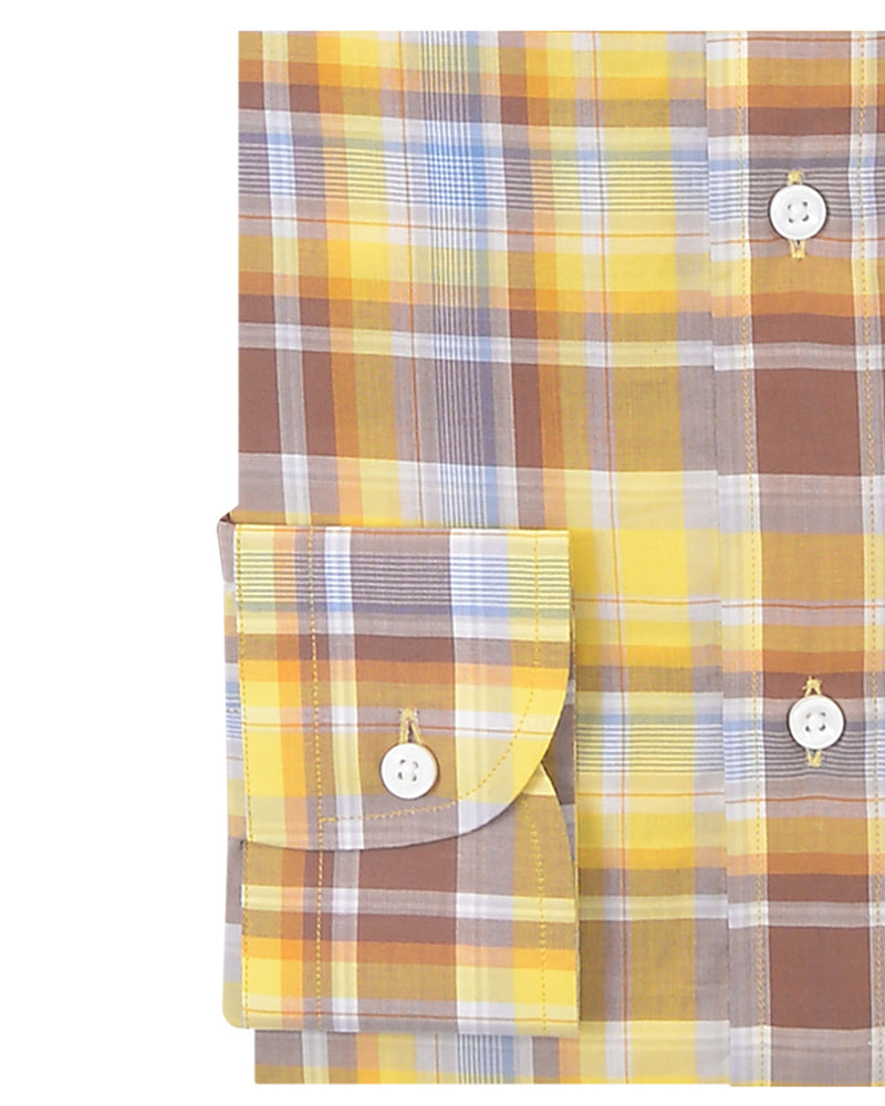 Summer Light Yellow Brown Madras Checks