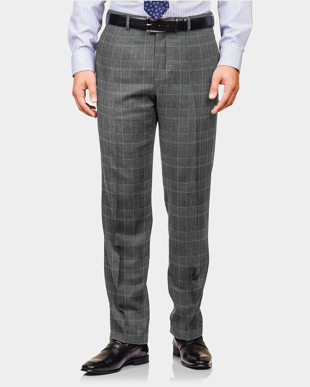 Dugdale Fine Worsted Pant - Grey Prince of Wales with Blue Overcheck