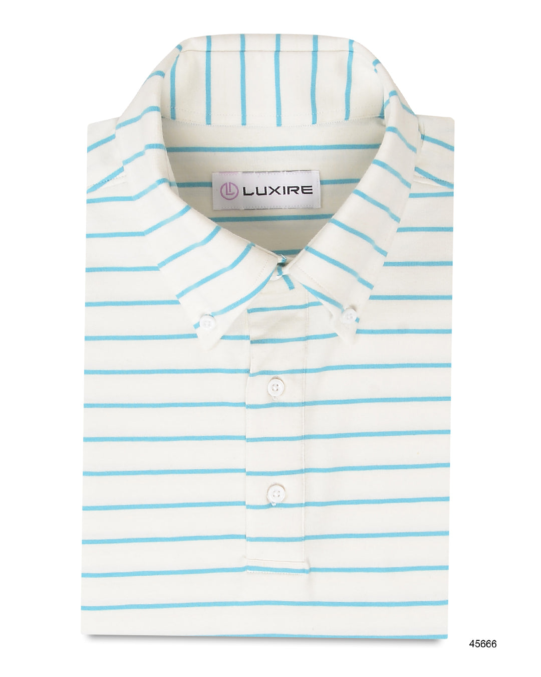 White Blue Striped Polo T-shirt - 1