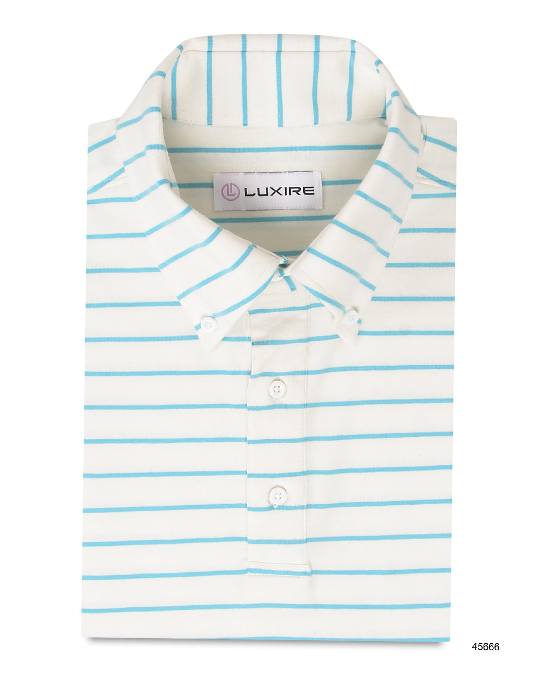 White Blue Striped Polo T-shirt
