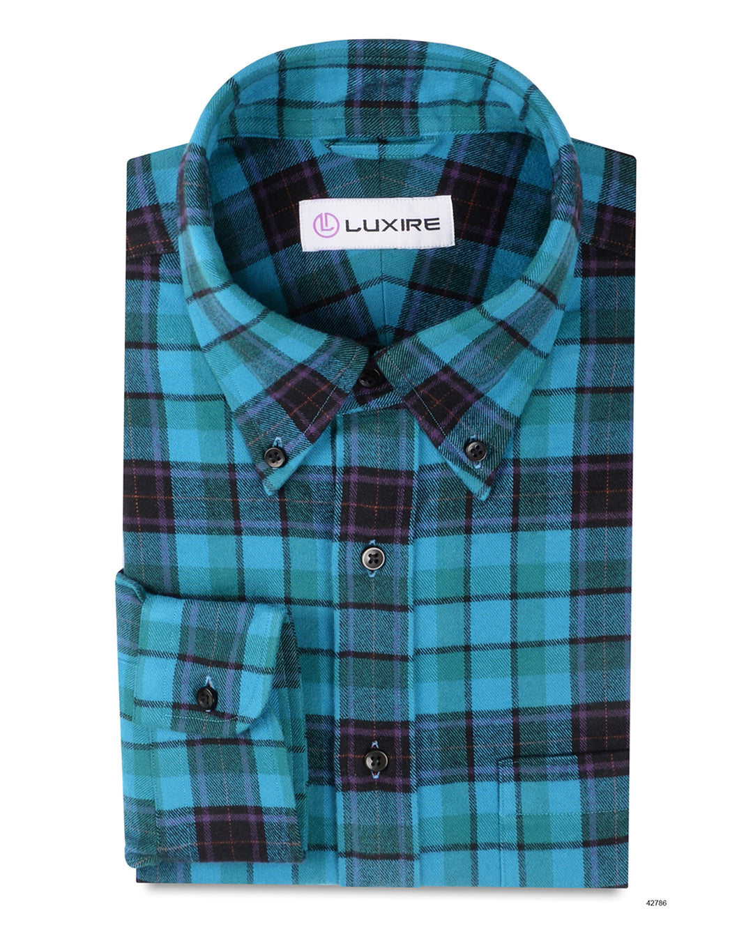 Turquoise Black Purple Tartan Plaid on Forest Green - 1