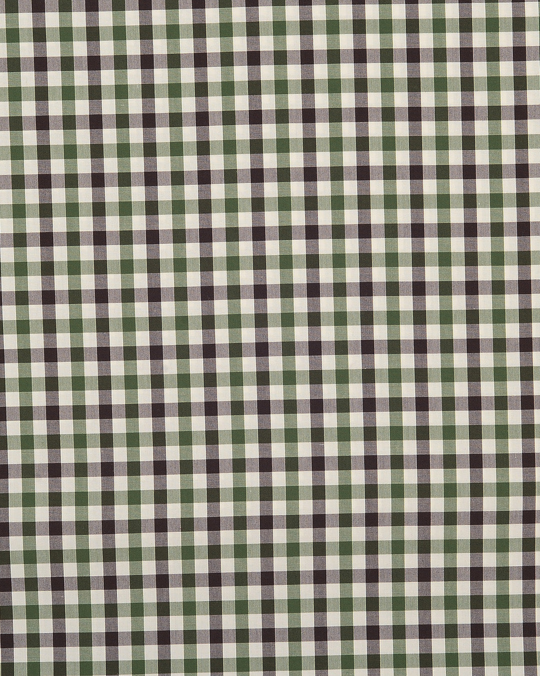 Green Brown Cream Gingham Tattersall - 4