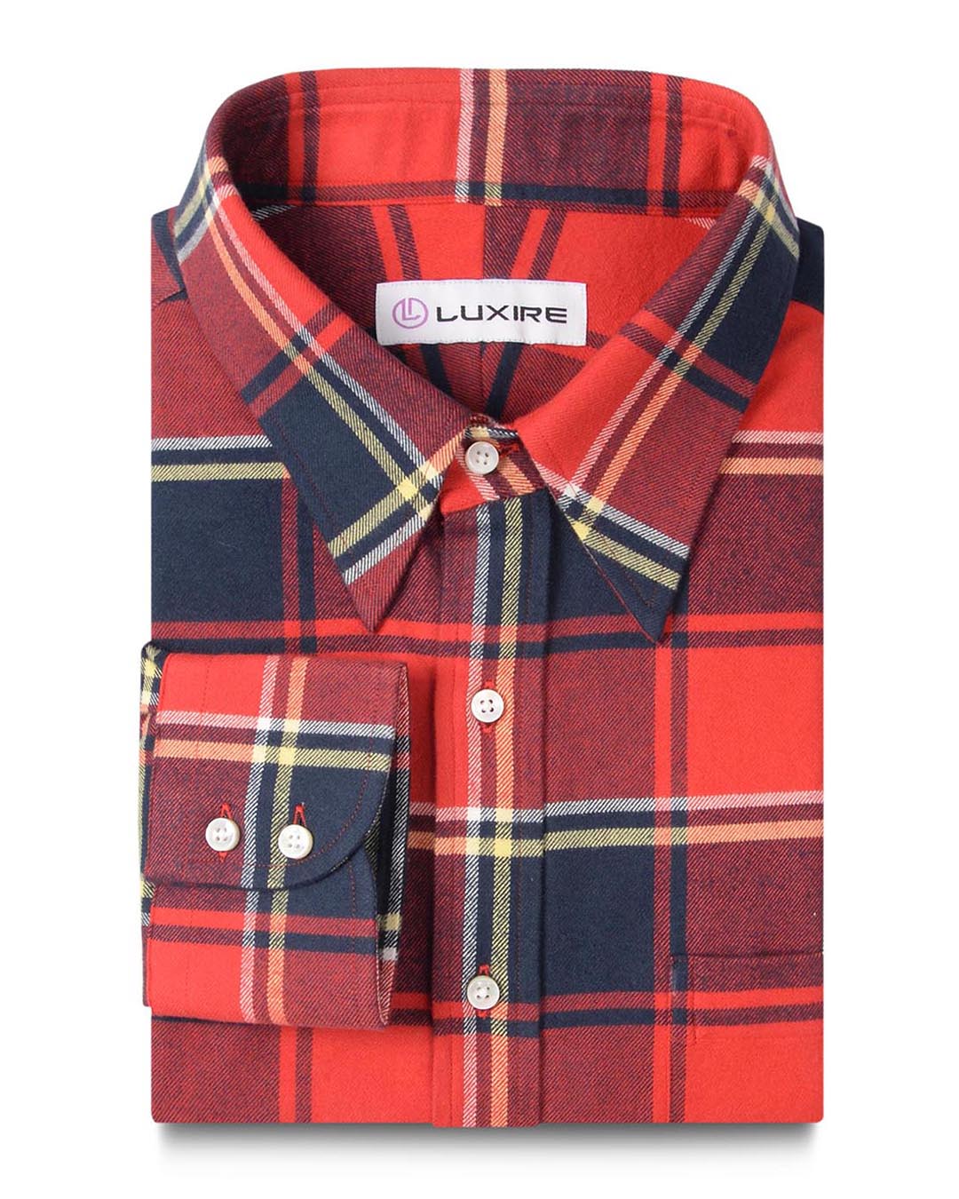 Red Navy Tartan Flannel Work Shirt