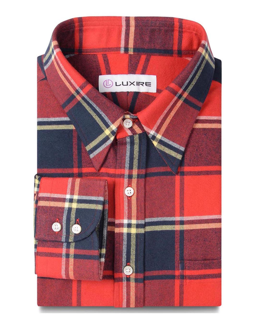 Red Navy Tartan Flannel Shirt - 1