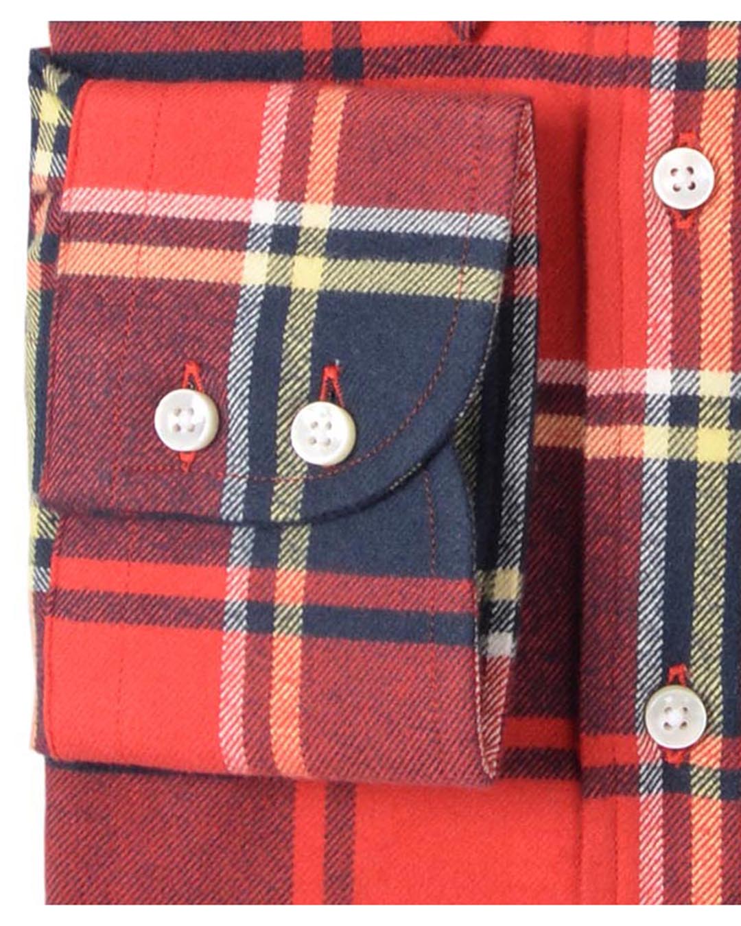 Red Navy Tartan Flannel Work Shirt