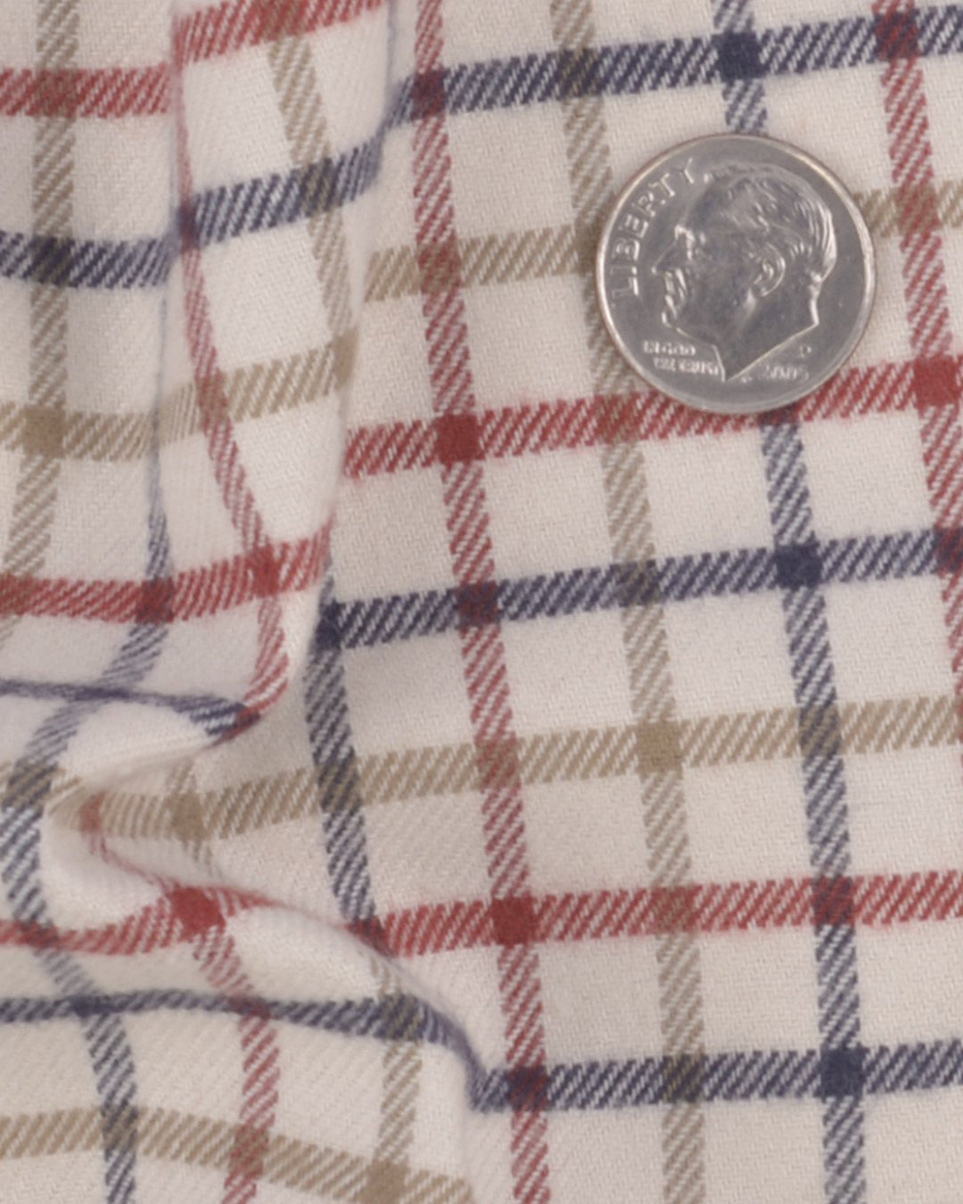 Cream Red Tan Country Checks Flannel - 4