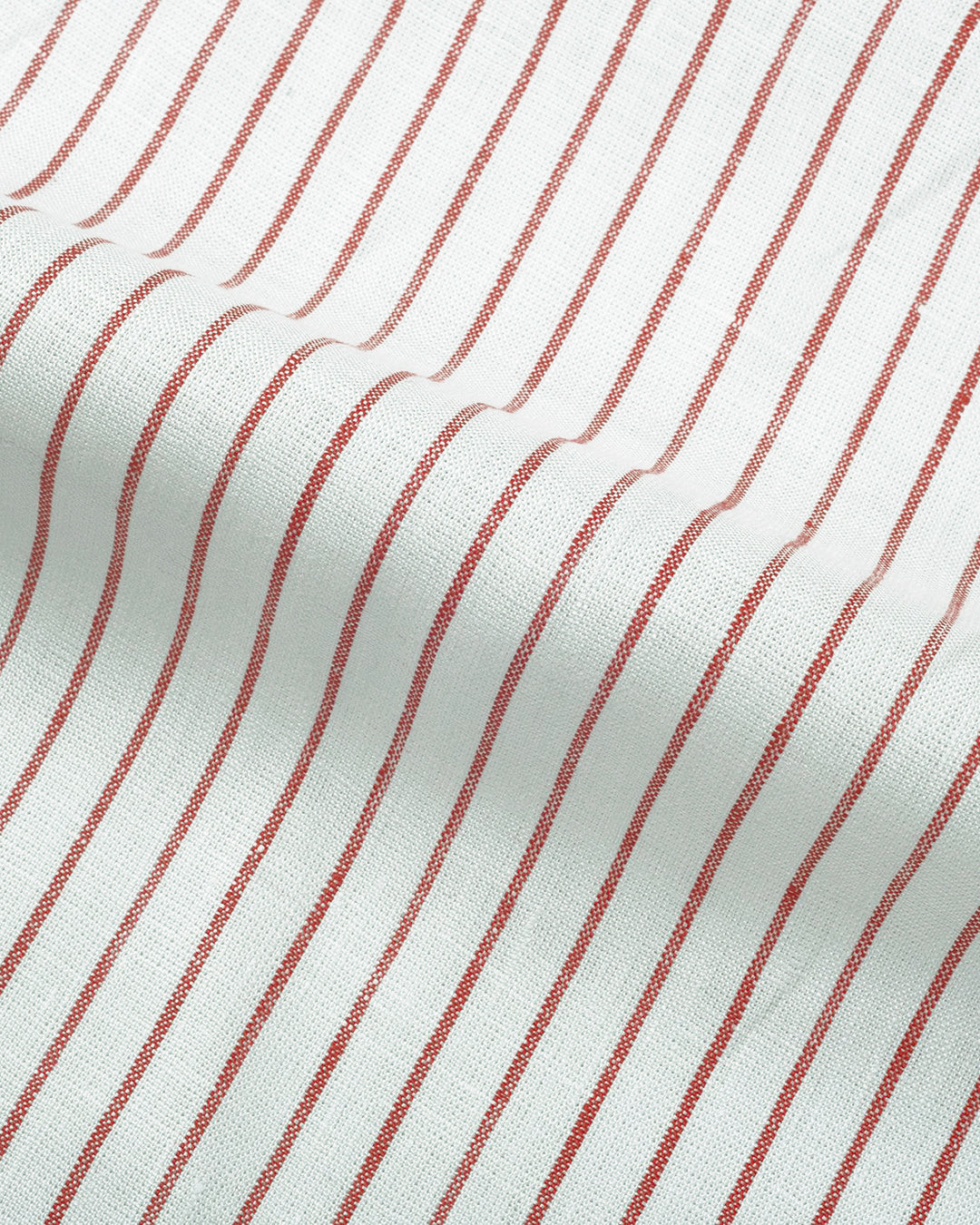 Pullover Shirt in White Red Pin Stripes Linen