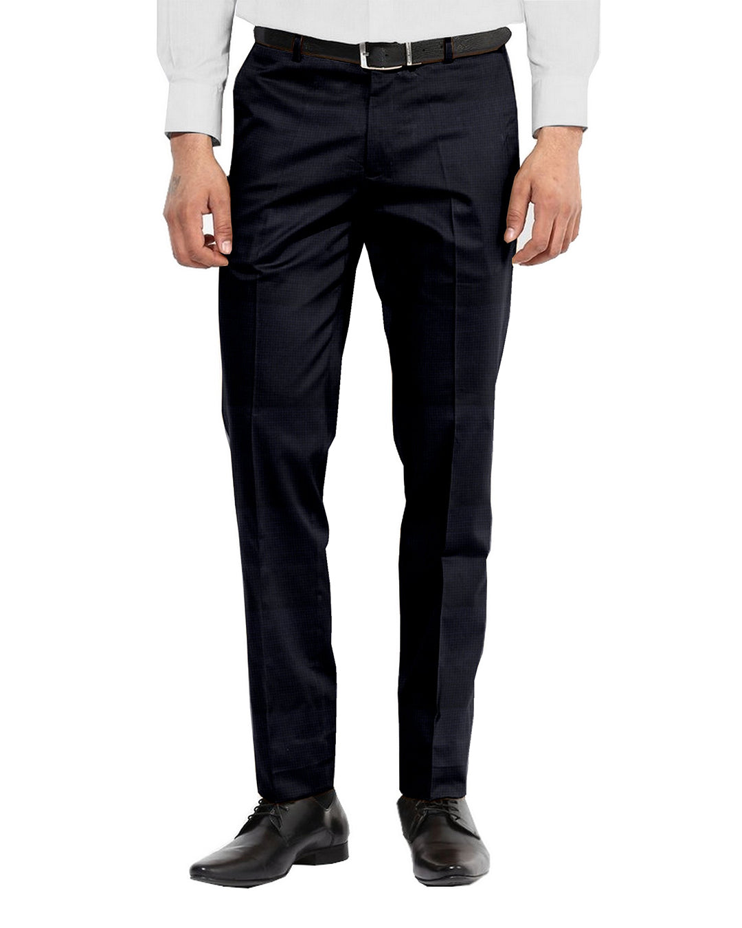 VBC Navy Blue Nano Checks Pants - 1
