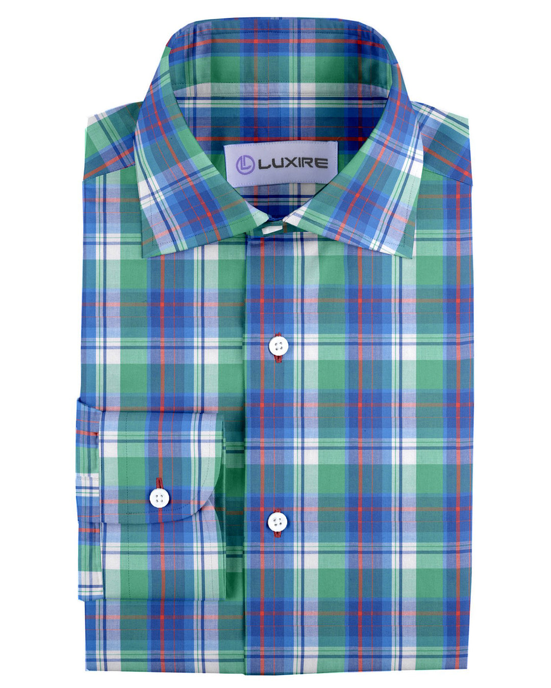 Green Blue Orange Madras Checks - 1