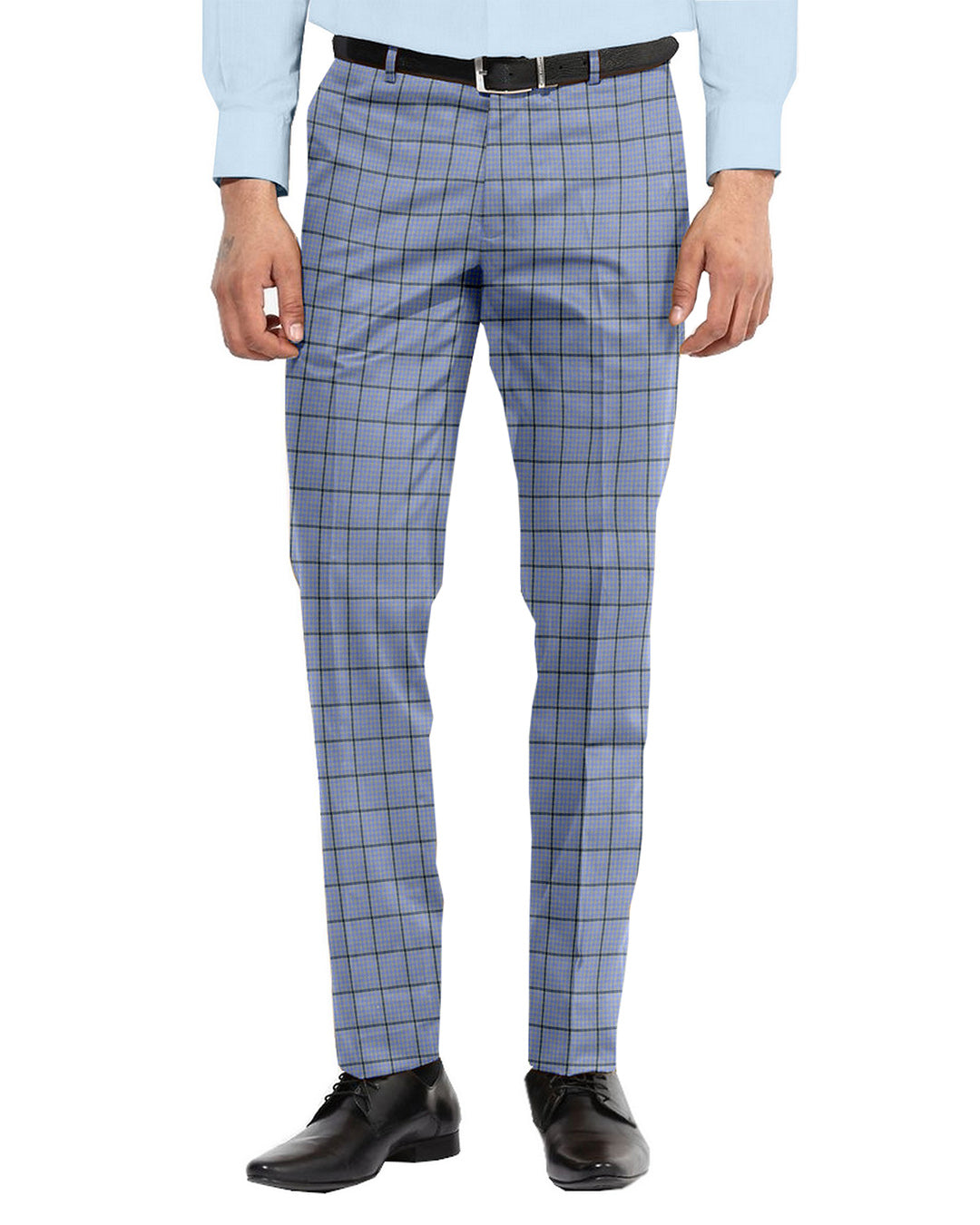 Dugdale Silver & Light Blue Gingham With Navy Overcheck