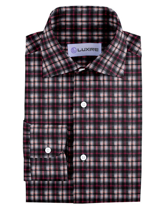 Pink Black White Madras Twill Flannel Work Shirt