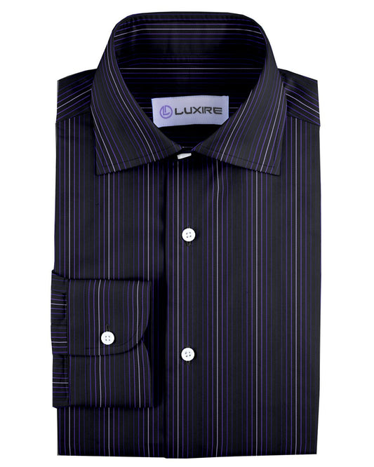 Evening Shirt:Purple Shawdow Stripes on Navy