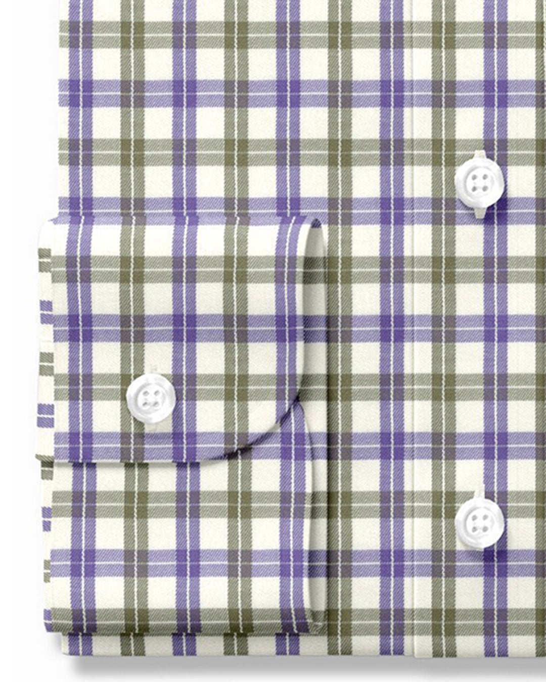 Purple Green Cream Twill Tattersall - 3