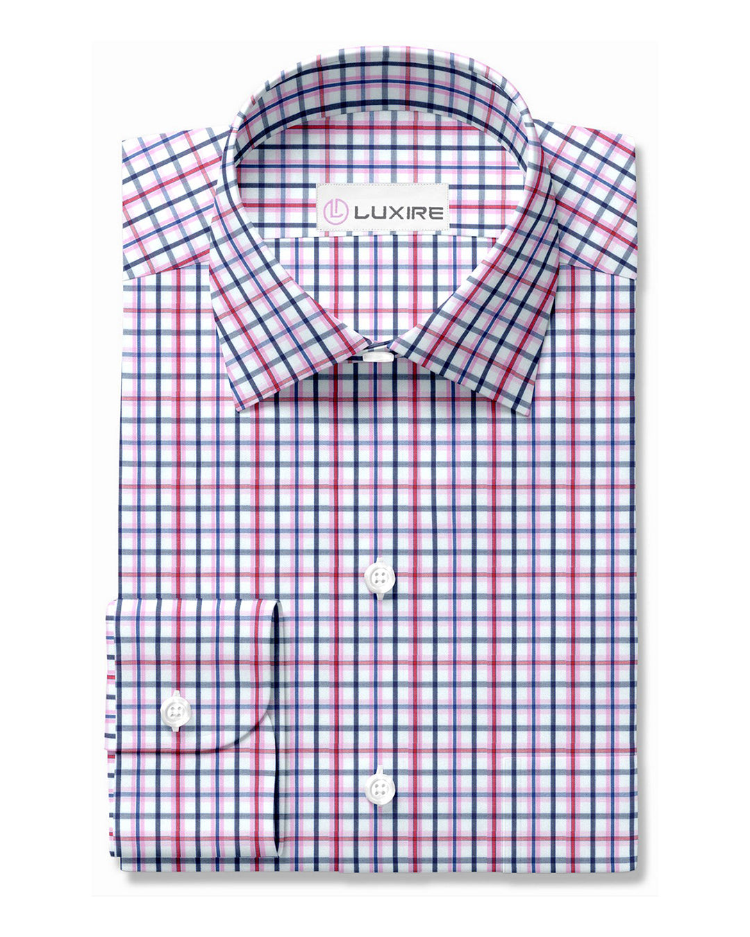 Red Pink Navy Shadow Tattersall - 1