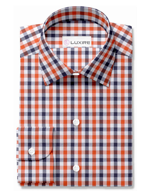 Orange White Navy Gingham