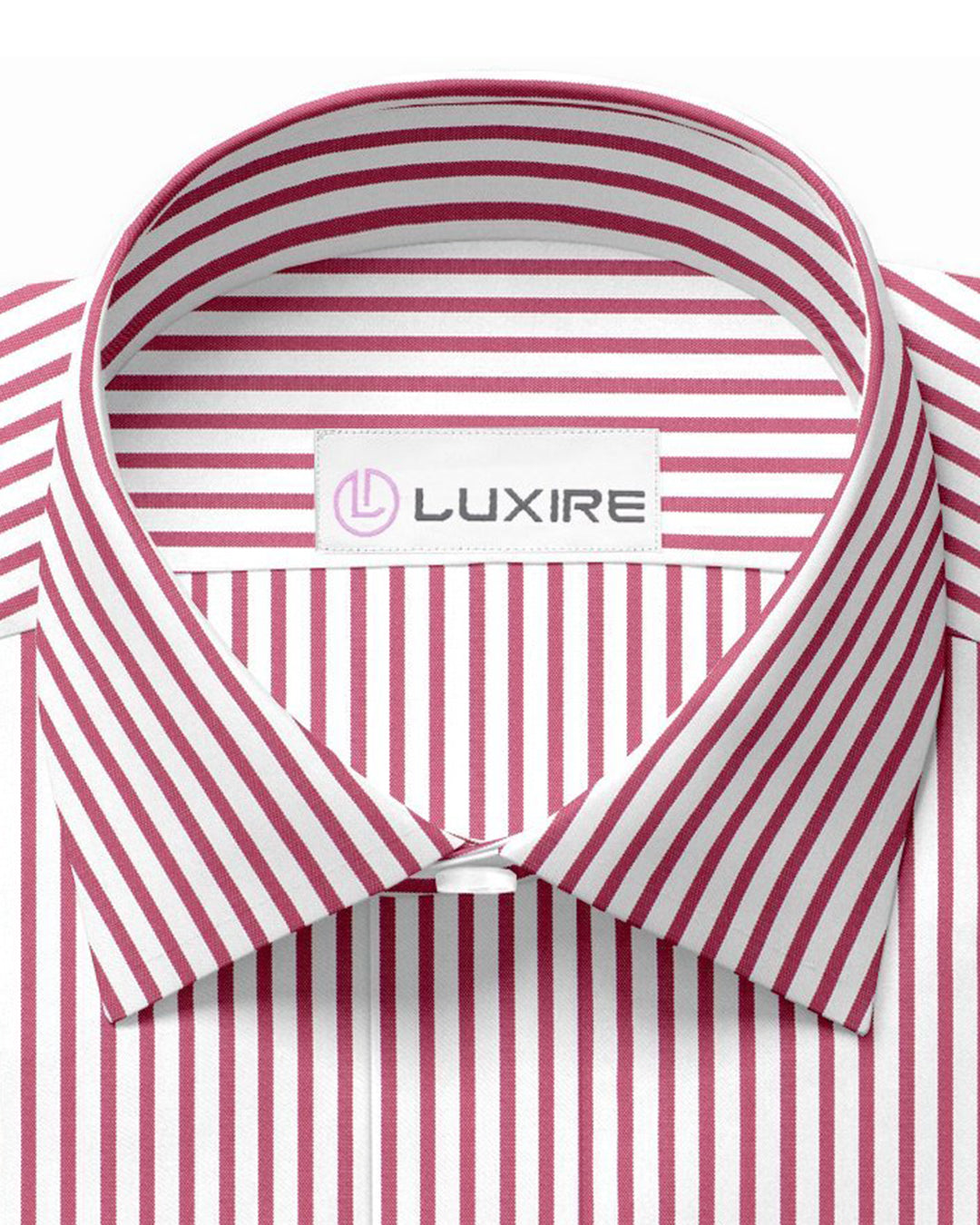 Red-Pink Dress Stripes on White Oxford
