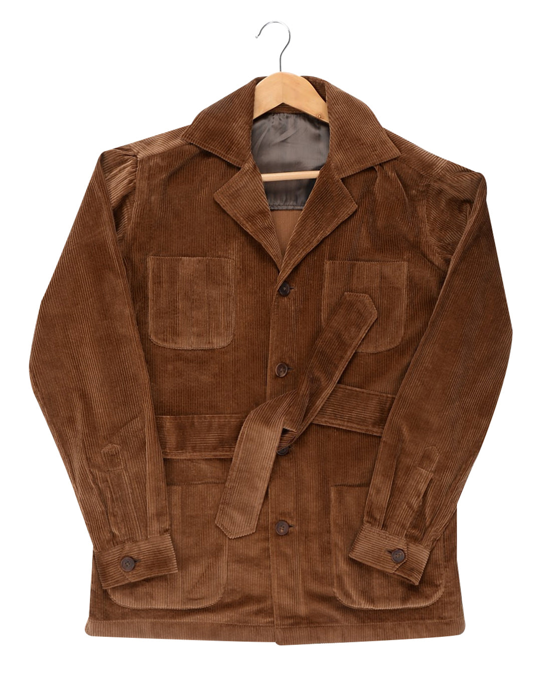 Safari Jacket in Modrone Tobacco Brown Corduroy