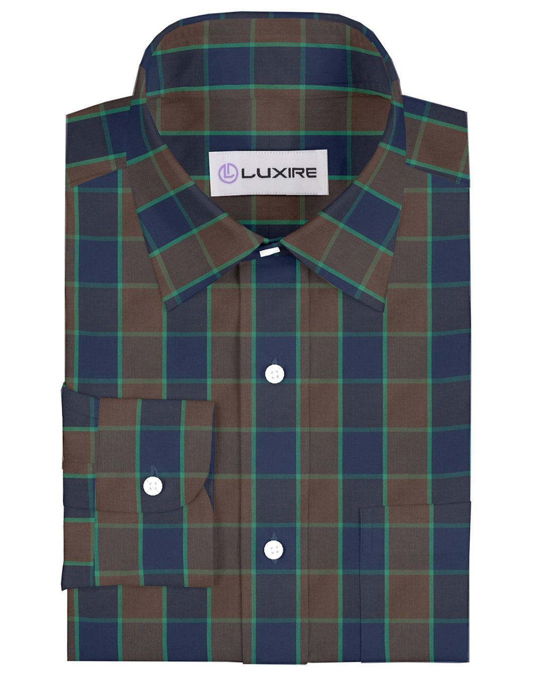 Navy Brown Green Large Checks - 1