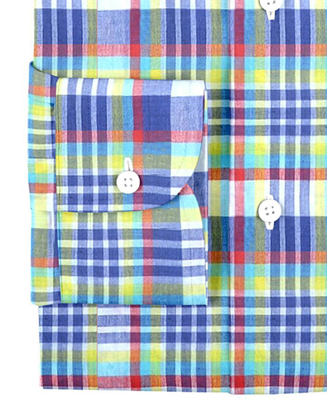 Hand Woven Bleeding Madras: Blue Yellow Plaid