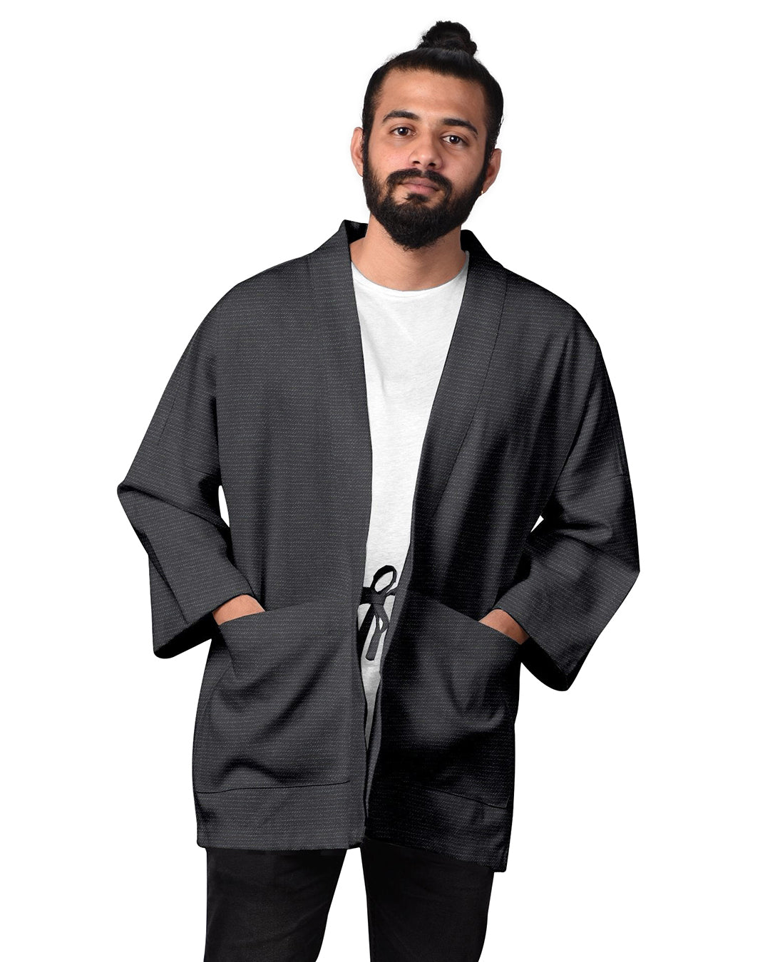 Noragi in Textured White on Phantom Black Stripes - 1
