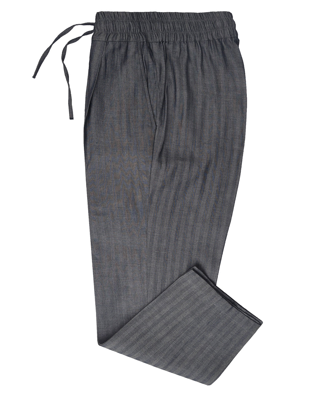 Navy Denim Herringbone Drawstring Pant - 1