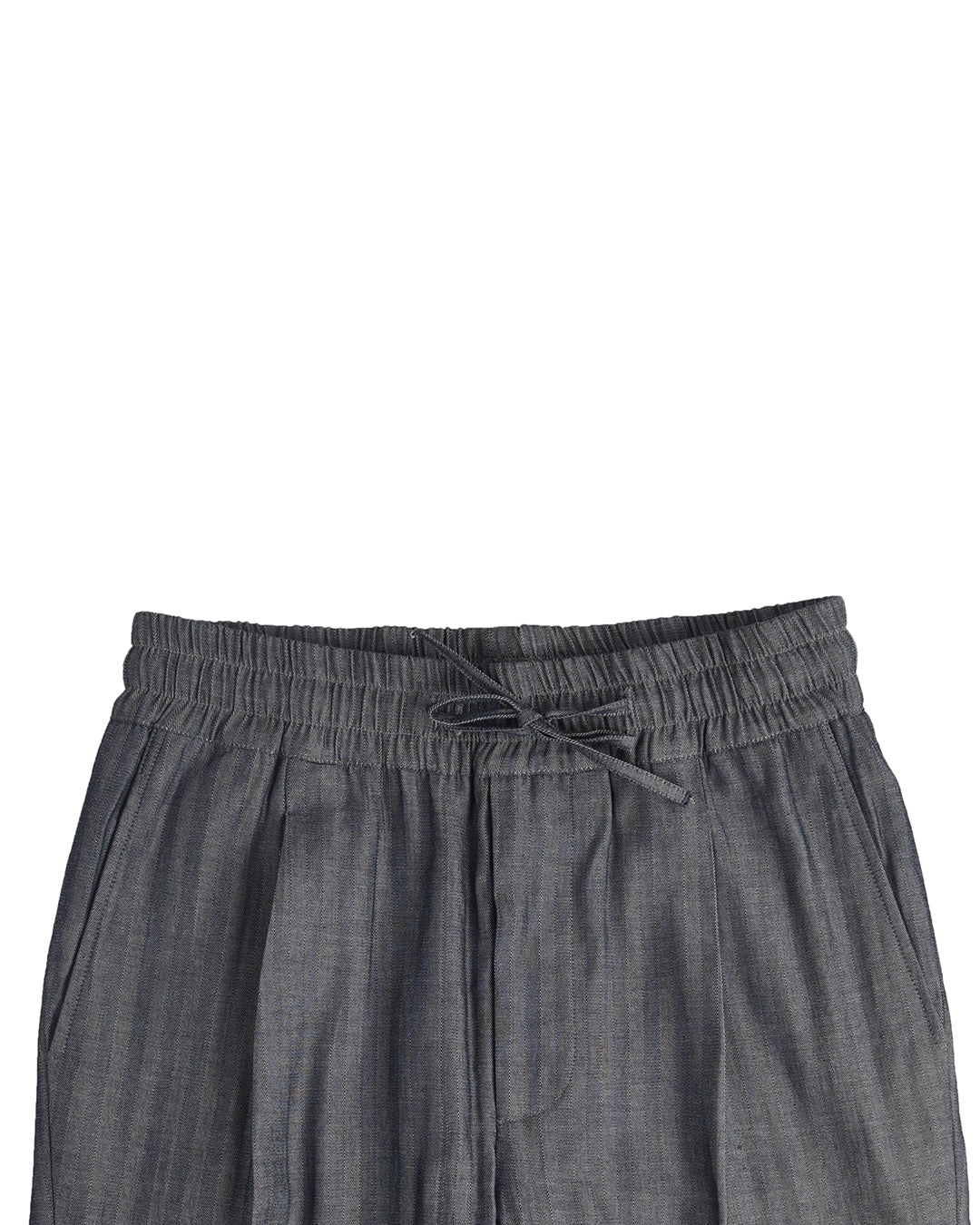 Navy Denim Herringbone Drawstring Pant - 4