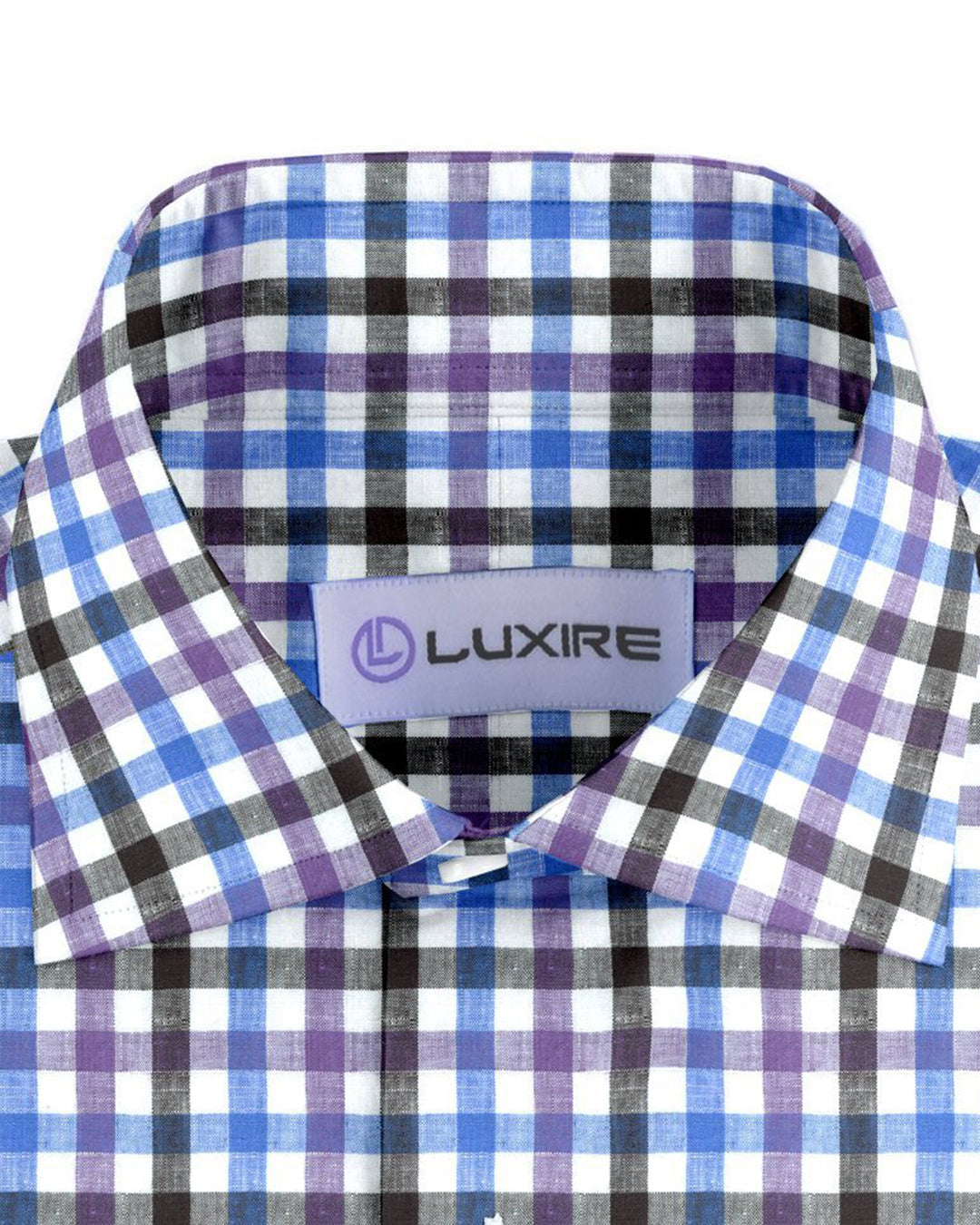 Purple Blue Black Gingham Linen - 2