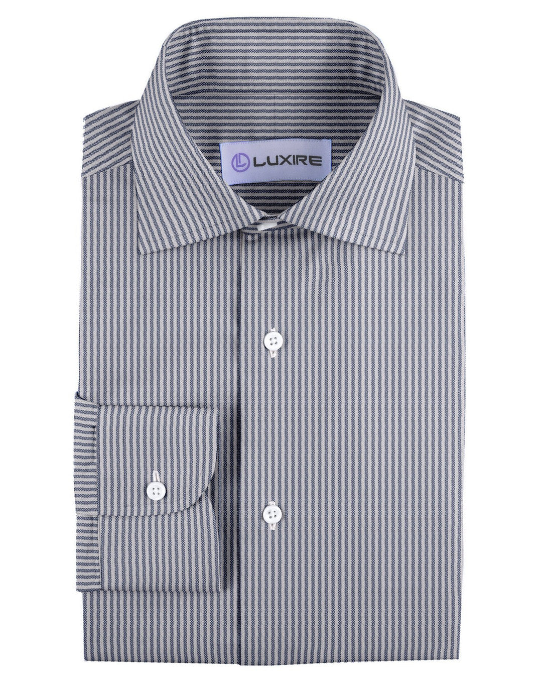 Pullover Shirt Blue White Stripes  Linen - 1